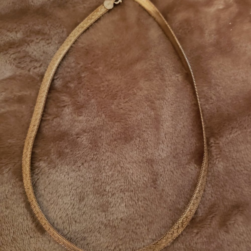 .925 Italy Gold over Silver Necklace 14 in - Picture 2 of 2